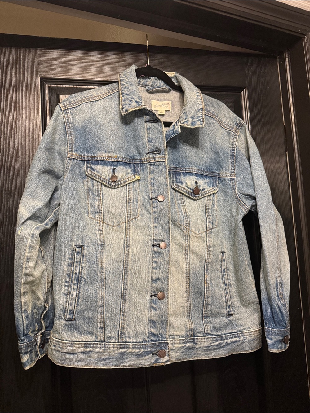 Universal Thread Light Wash Denim Jacket with Faded Detailing